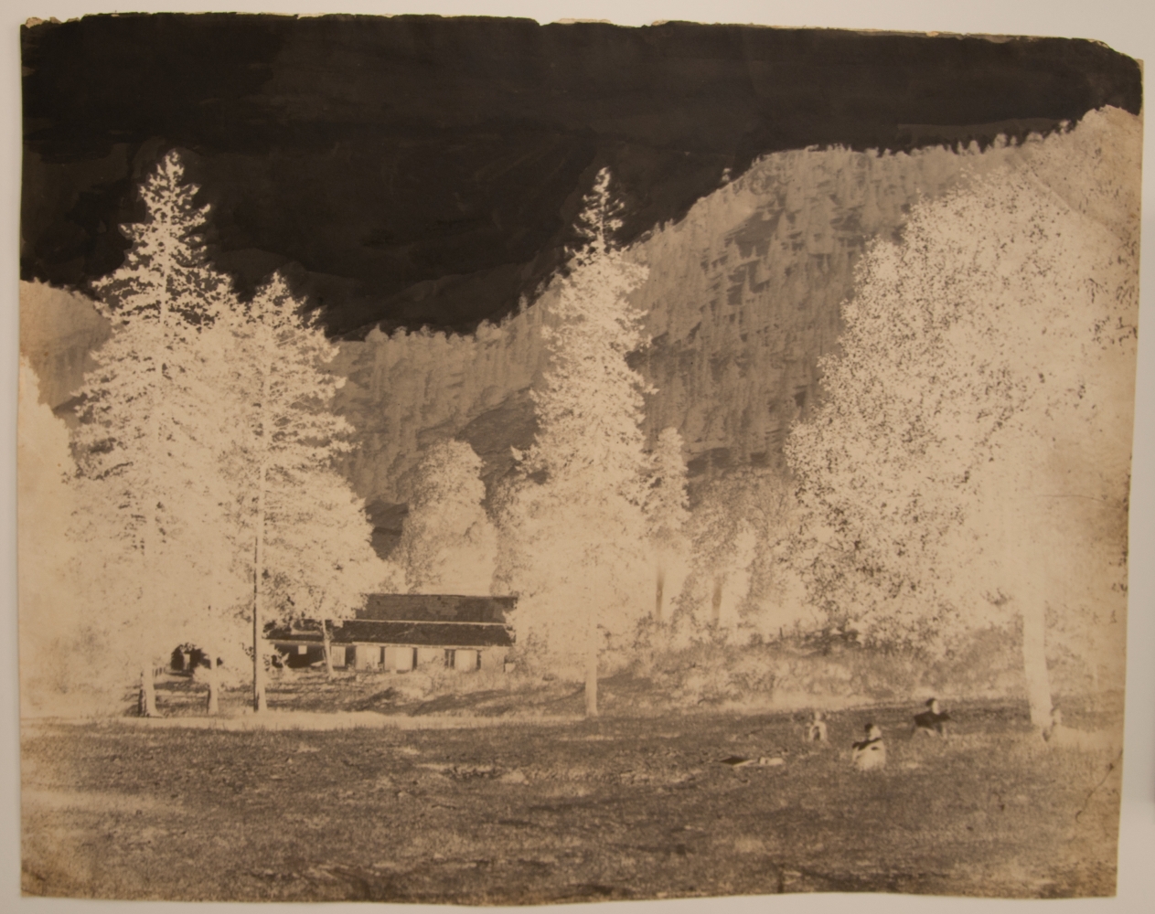 Dr. John MURRAY (Scottish, 1809-1898) Nainital, view of house in forest, circa 1858-1862 Calotype negative, waxed 36.8 x 47.1 cm, irregularly trimmed