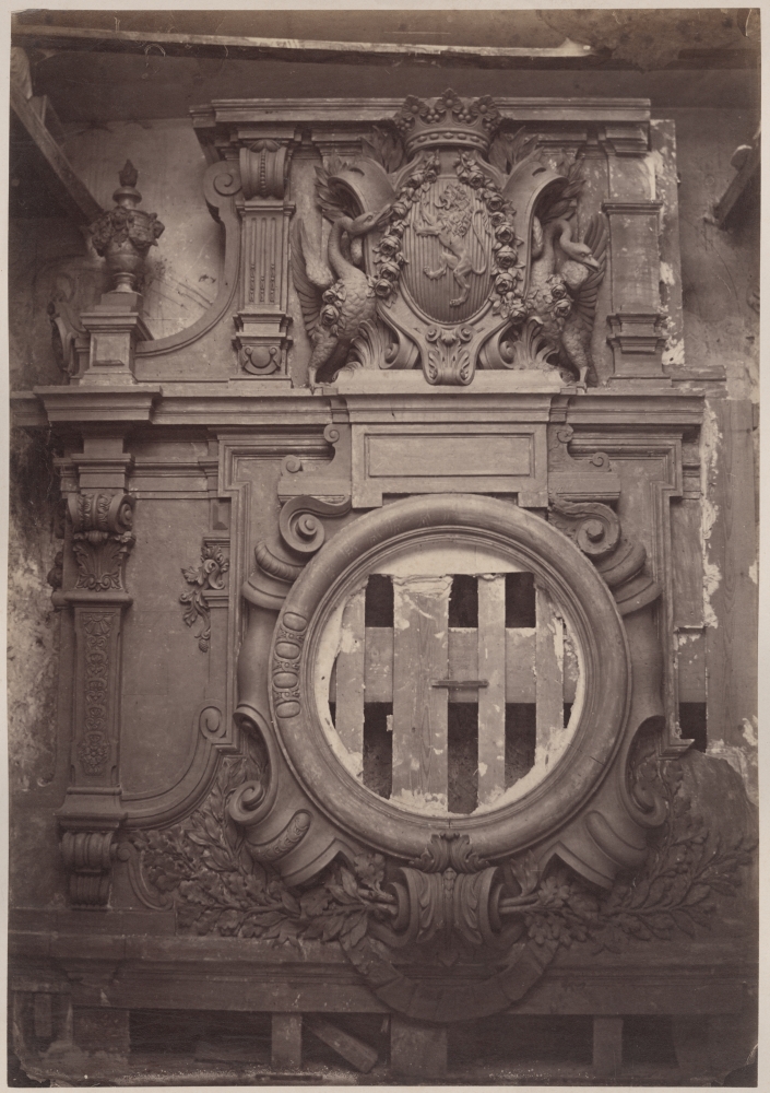 Louis-Emile DURANDELLE (French, 1839-1917) Decorative element, Opéra Garnier, Paris, 1860s Albumen print from a collodion negative 39.4 x 27.6 cm mounted on 54.6 x 43.9 cm paper "Delmaet & Durandelle" blindstamp on mount