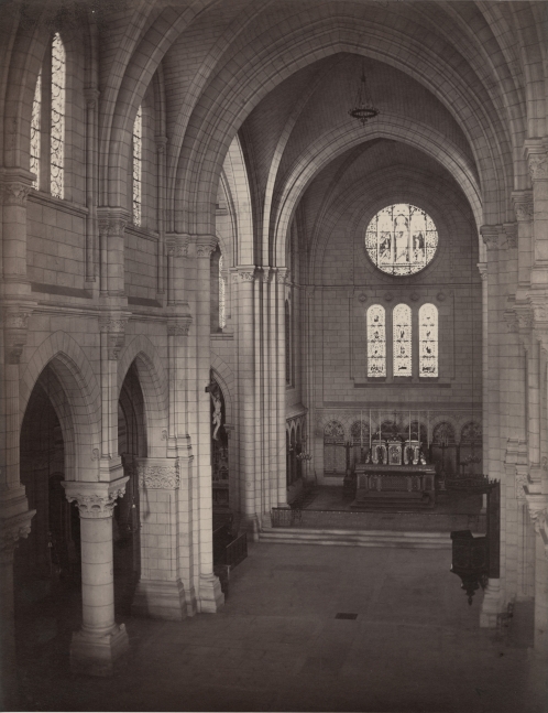 Charles MARVILLE (French, 1813-1879) Interior of a Cathedral, circa 1864 Albumen print from a collodion negative 36.0 x 28.0 cm mounted on 61.2 x 43.9 cm paper Photographer's blindstamp "CH MARVILLE / PHOTOGRAPHE DU MUSÉE IMPERIAL DU LOUVRE" on mount