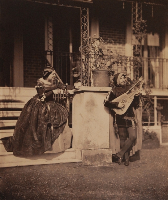 Leonida CALDESI and Mattia MONTECCHI (Italian, 1822-1891 & Italian, 1816-1871) The Serenade (Mario and Grisi in "Il Trovatore"), 1857, Albumen print from a collodion negative, 41.8 x 34.9 cm