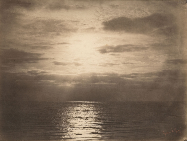 Gustave LE GRAY (French, 1820-1884) Effet de soleil dans les nuages - Océan, Normandy*, 1856 Albumen print from a collodion negative 30.7 x 40.3 cm mounted on 53.0 x 67.5 cm paper Photographer's red signature stamp. Photographer's blindstamp on mount.