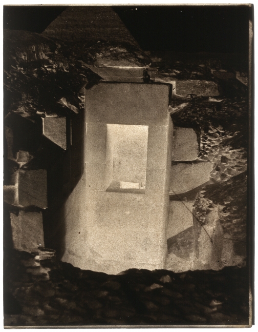 John Beasley GREENE (American, born in France, 1832-1856) Mariette's excavations, granite door found to the left of the Sphinx, Giza, December 1853 Waxed paper negative 31.2 x 24.3 cm