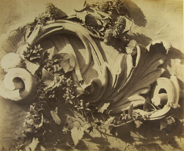 Charles Hippolyte AUBRY (French, 1811-1877) Decorative motifs, circa 1865 Albumen print from a collodion negative 37.4 x 46.2 cm mounted on 47.0 x 55.0 cm paper  Blue "ch. aubry" signature stamp, blue oval "PHOTOGRAPHIE, 8, RUE DE LA REINE BLANCHE" with logo stamp and circular blindstamp "MEDAILLE D'OR / À CH. AUBRY / 1864"