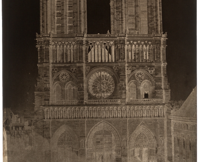 Charles NÈGRE (French, 1820-1880) Notre-Dame, Paris, circa 1853 Waxed paper negative 33.8 x 23.9 cm Partial watermark "J WHATMAN"