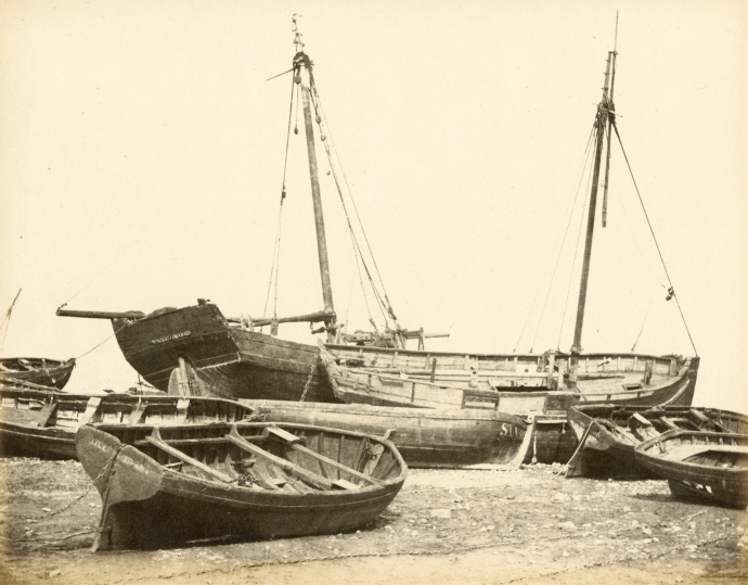 Hugh OWEN (English, 1808-1897) Oyster boats, Swansea Albumen print, 1860s-1870s, from a paper negative, before 1855 17.3 x 22.2 cm