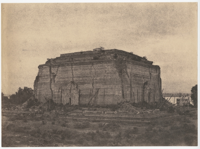 Captain Linnaeus TRIPE (English, 1822-1902) "Mengoon, Pagoda from NW." Burma, 1855 Albumenized salt print from a waxed paper negative 25.1 x 34.1 cm